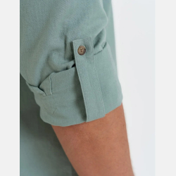 Męska KOSZULA LNIANA, regulowany RĘKAW, KOŁNIERZ zielona MORAJ